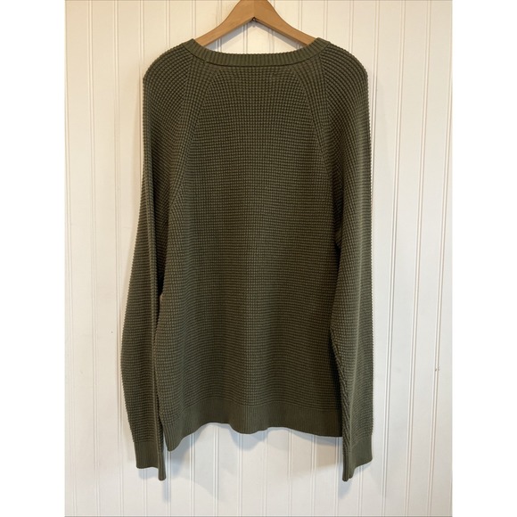 REI Sweater Olive Green Men Waffle Knit  Size Medium Crewneck Pullover - Picture 4 of 7